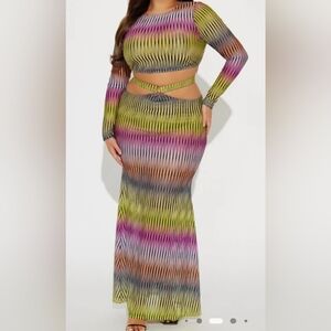 NWT Fashion Nova Electric Soul Skirt Set - Multi Color 3X